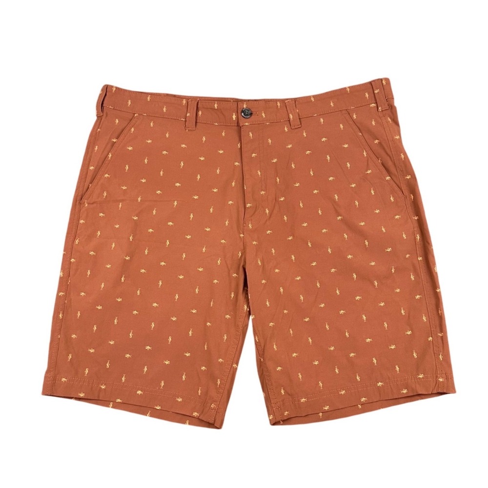 Eddie Bauer Travex Horizon Guide Shorts Mens 40 Rust‎ Orange Fish Print Hiking